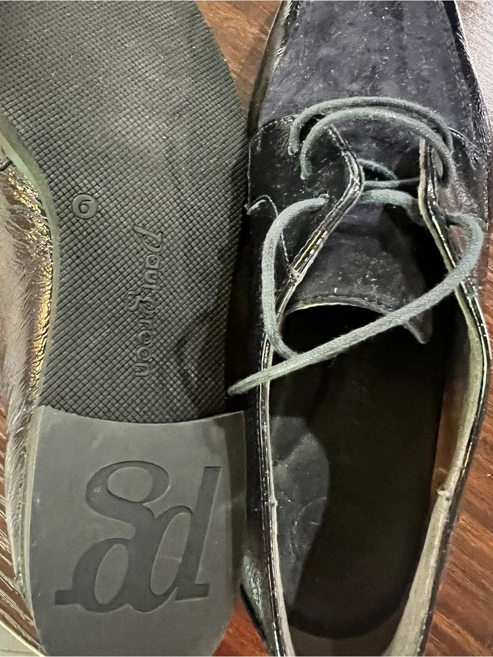Paul Green Black Patent Suede Oxford Lace Up Shoes Size 9.